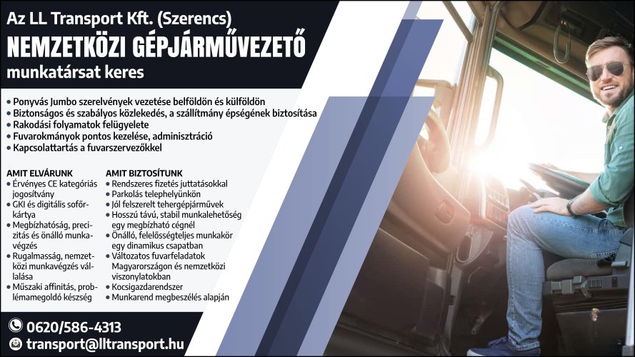 Nemzetközi gépjárművezető állás Szerencsi telephellyel – hosszú távra